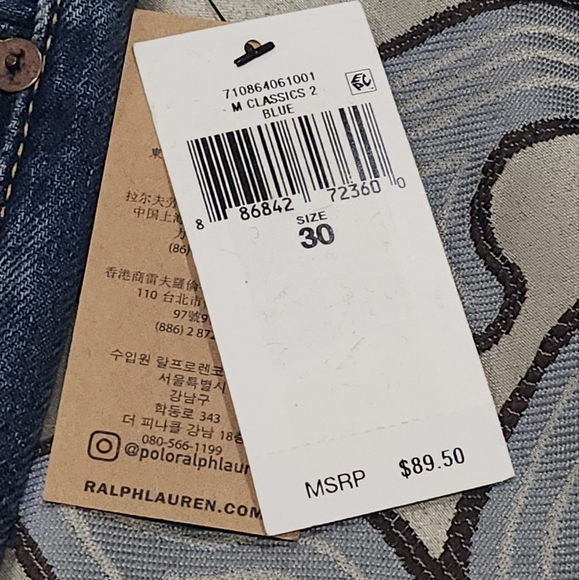 SOLD! NWT Polo Ralph Lauren Paint Spatter Cut off Classic Fit Denim Jean-Shorts - Picture 5 of 12